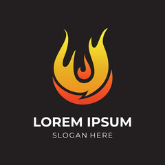 abstract flame logo design template concept vector with flat orange and yellow color style