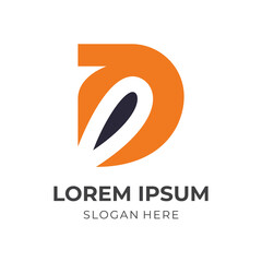 simple letter D logo design template concept vector with flat orange and black color style