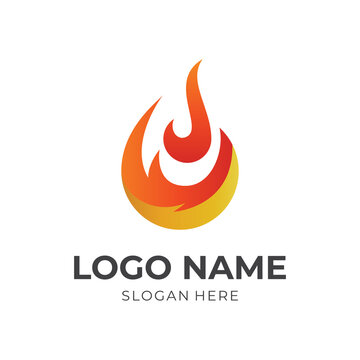 simple flame logo design template concept vector with flat orange and yellow color style