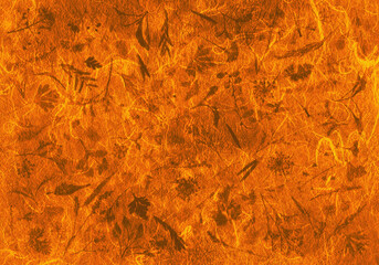 秋をイメージした押し花、紅葉色のアート和紙