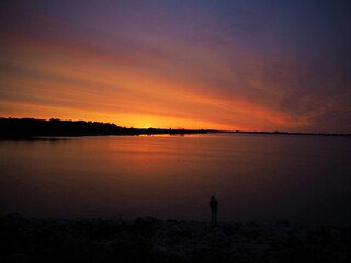 Fototapeta premium sunset on the lake