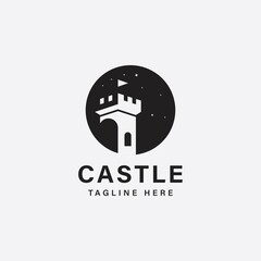 castle building vector icon logo design