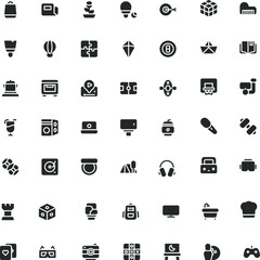 Black and white Hobbies And Activity icon pack collection flat vector set