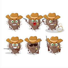 Cool cowboy coronaviridae cartoon character with a cute hat