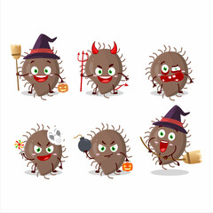 Halloween expression emoticons with cartoon character of coronaviridae