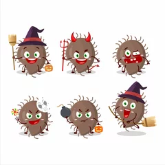Fotobehang Halloween expression emoticons with cartoon character of coronaviridae © kongvector