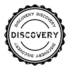Grunge black discovery word round rubber seal stamp on white background