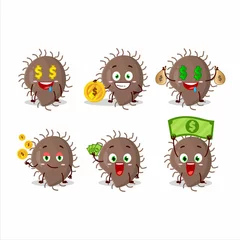 Fotobehang Coronaviridae stripfiguur met schattige emoticon brengen geld © kongvector