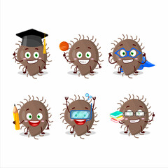 School student of coronaviridae cartoon character with various expressions