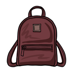 Vector hand-drawn illustration. Doodle of backpack, bag. Idea for icons, illustrations, pattern, backgrounds and stickers.