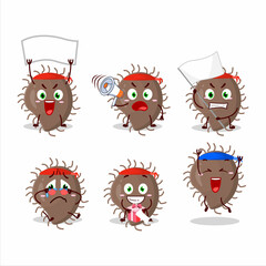 Mascot design style of coronaviridae character as an attractive supporter