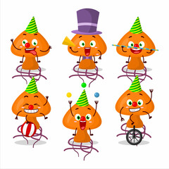 Cartoon character of moordecovirus with various circus shows