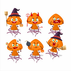 Halloween expression emoticons with cartoon character of moordecovirus