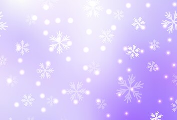 Light Purple vector template with ice snowflakes, stars.