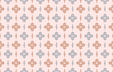 Ikat ethnic design beige background. Seamless floral pattern in tribal, folk embroidery blue orange chevron art. Aztec ikat art ornament print.Design for wallpaper, clothing, wrapping, fabric, cover
