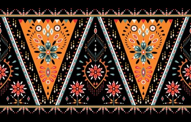 Ethnic flower background. Seamless pattern in tribal, folk embroidery, and Mexican style. Aztec geometric art ornament print.Design for carpet, wallpaper, clothing, wrapping, fabric, cover, textile