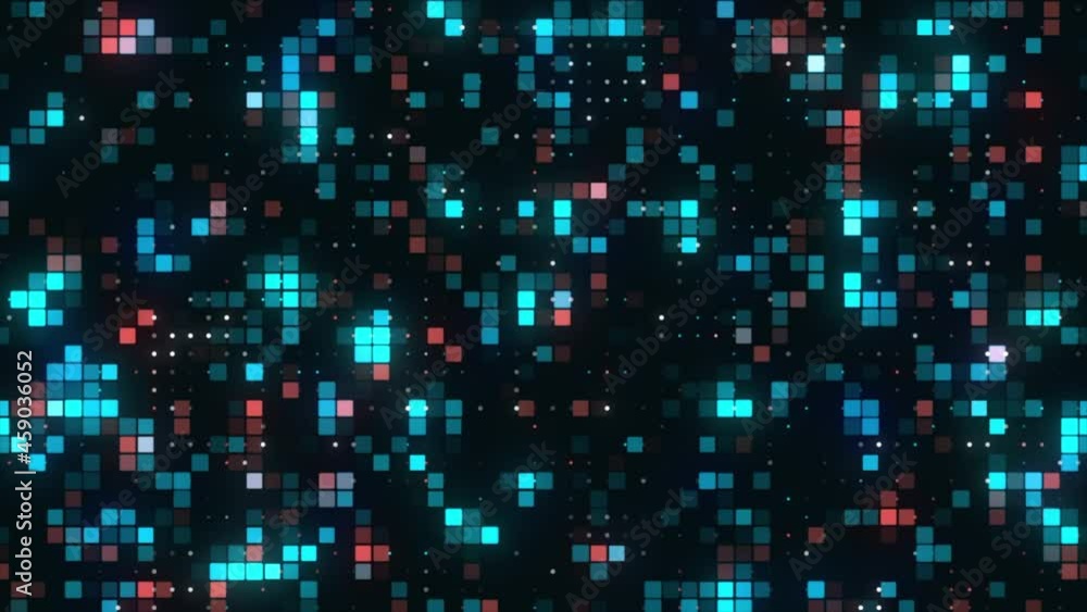 Poster abstract wall with glowing and blinking lights at a concept of night party. motion. millions of colo