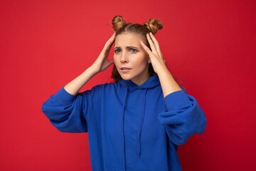 Are you serious? Closeup photo of beautiful attractive shocked amazed surprised young woman with open mouth wearing casual clothes isolated over colourful background with empty space