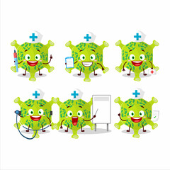 Fototapeta premium Doctor profession emoticon with nobecovirus cartoon character