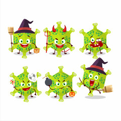Halloween expression emoticons with cartoon character of nobecovirus