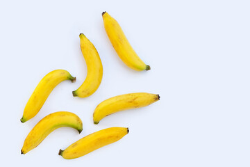 Banana fruit on white background.