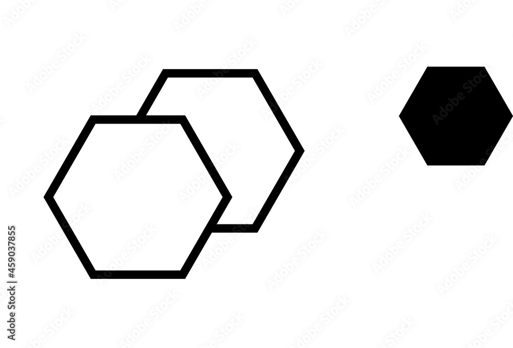 Poster hexagon icon of vector geometry hexagonal six sided polygon hexagon line on white backround