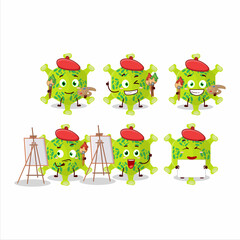 Obraz premium Artistic Artist of nobecovirus cartoon character painting with a brush