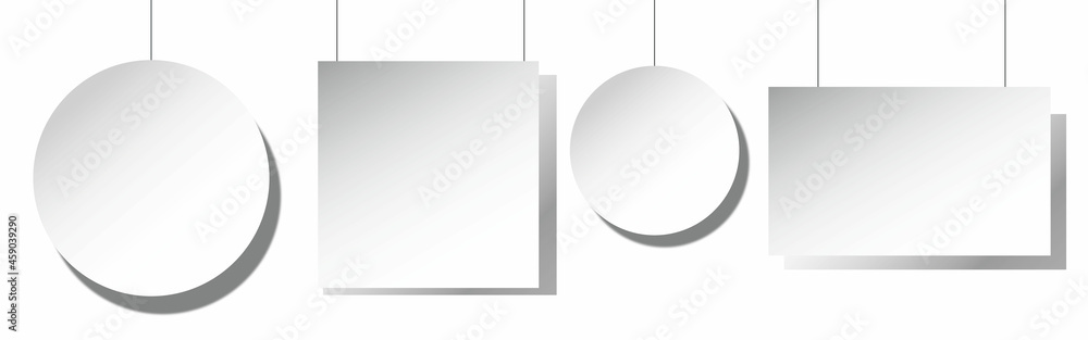 Sticker empty white paper business banners with different shadow effects vector set