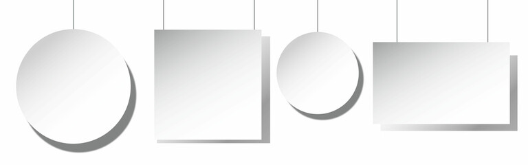 Empty white paper business banners with different shadow effects vector set
