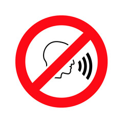 No talking vector icon. Flat No talking pictogram is isolated on a white background.
