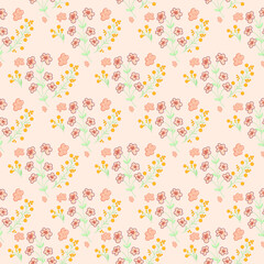 Flowers vector seamless pattern colored background. Floral print