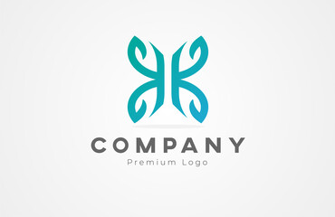 Initial KK butterfly Logo, modern and minimalist letter K  and butterfly wing combination, Flat design logo inspiration, vector illustration