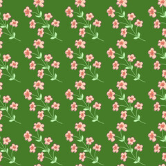 Fototapeta na wymiar Flowers vector seamless pattern colored background. Floral print