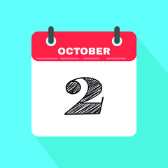 October 2 - Calendar Icon - Vector Illustration