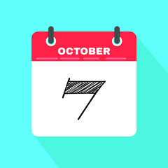 October 7 - Calendar Icon. Vector illustration of one day of month