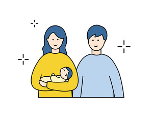 ソファでくつろぐ4人家族のイラスト 親子 男の子 赤ちゃん お父さん お母さん 子ども 子育て Baby Wall Mural Ba Yugoro