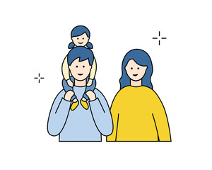 ソファでくつろぐ4人家族のイラスト 親子 男の子 赤ちゃん お父さん お母さん 子ども 子育て Baby Wall Mural Ba Yugoro
