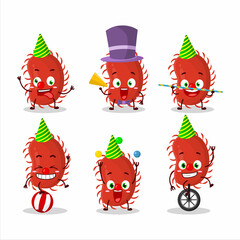 Cartoon character of picornaviridae with various circus shows