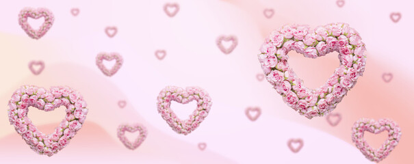 Heart shape made of flowers. Valentine's day.