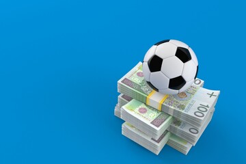 Soccer ball on stack of money