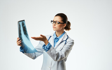 radiologist with x-ray health care isolated background