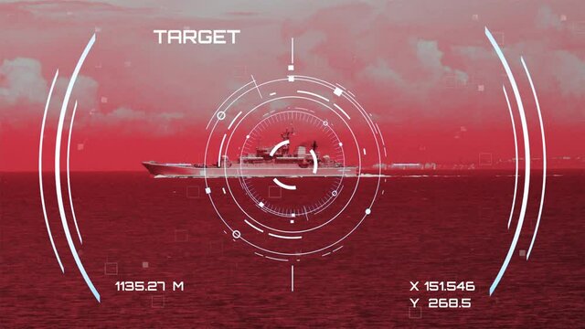 Drone sight interface that detected a warship as a target