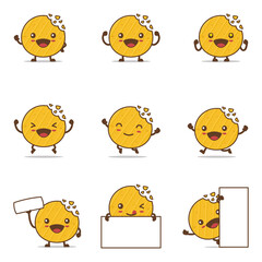 cute potato chips cartoon. with happy facial expressions and different poses
