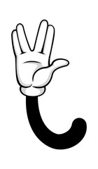 Gesture cartoon hand, clipart arm show isolated. Vector of arm and hand gloved in white, drawn gesture and gesturing drawing sketching illustration