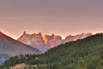 The Giant's Tooth and the Grand Jorasses in all their glory in the early morning