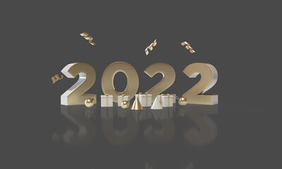 Happy new year 2021 with 3d objects rendering