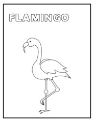Cute flamingo black and white coloring page with name. Great for toddlers and kids any age. Perfect to keep kids busy.