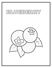 Cute blueberry black and white coloring page with name. Great for toddlers and kids any age. Perfect to keep kids busy. 8,5 x 11 inch.