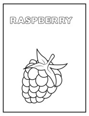 Cute raspberry black and white coloring page with name. Great for toddlers and kids any age. Perfect to keep kids busy. 8,5 x 11 inch