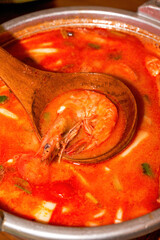 A delicious Thai hot and sour Tom Yum Goong soup